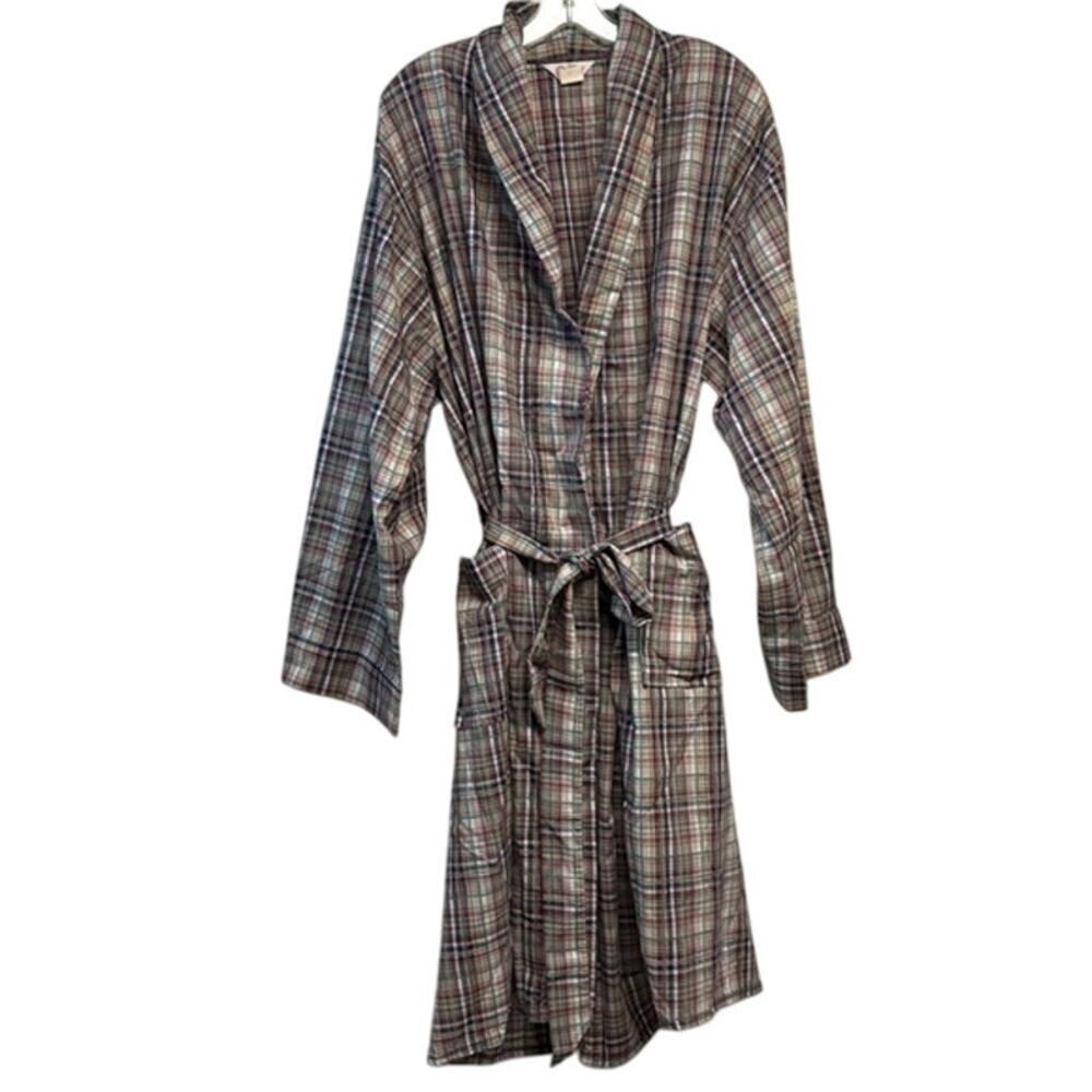 Men's Vintage‎ VIP Fine Luxury Robes Red Black Green White Plaid Size XL